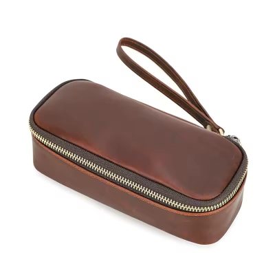 Cowhide Leather Tobacco Smoking Pipe Bag Pouch Handheld