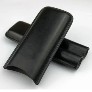 Portable Black Leather Case – Holds 2 Tubes, Small & Medium Pipes, Travel Ready